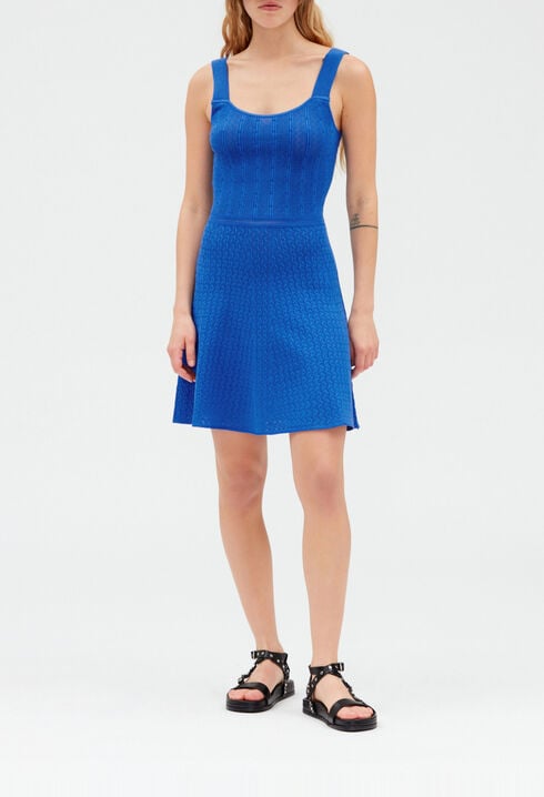 Blue short knitted dress