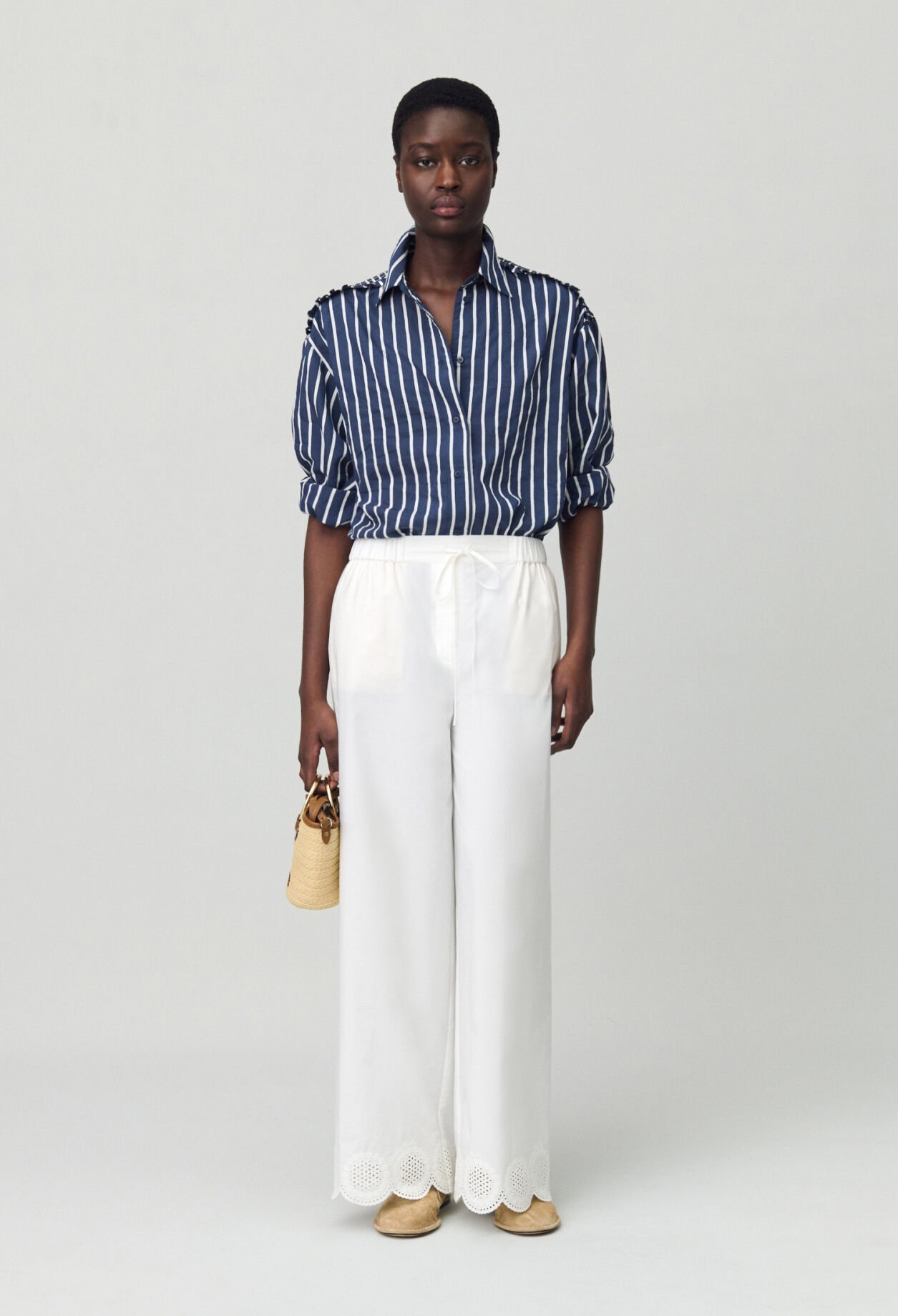 Lightweight embroidered trousers
