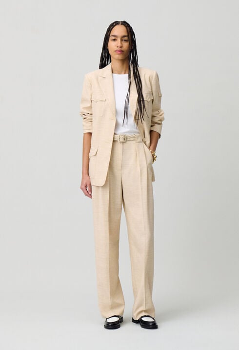 High-waisted wide-leg trousers