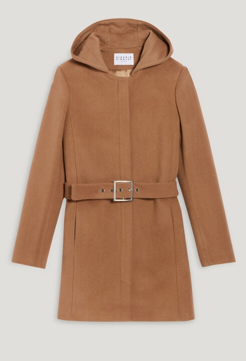 Belted coat in wool and cashmere