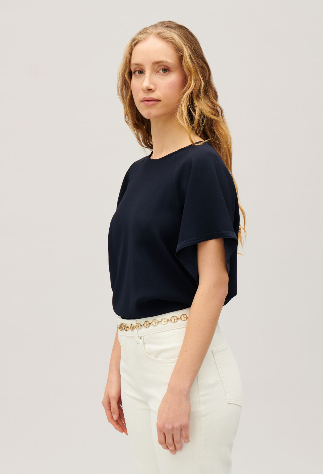 Navy short-sleeved top