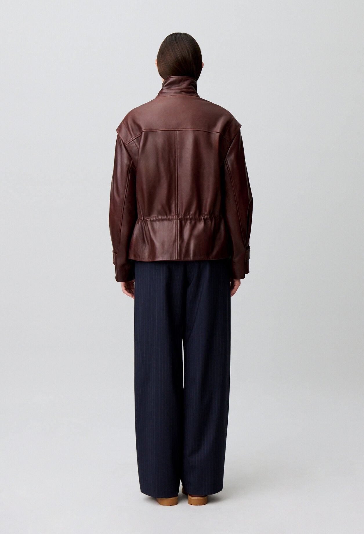 Wide-cut leather jacket