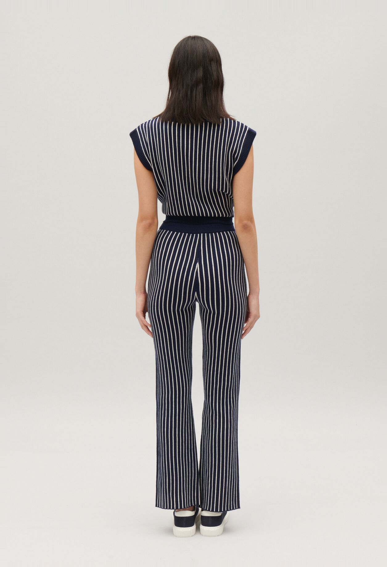 Stripy knit trousers