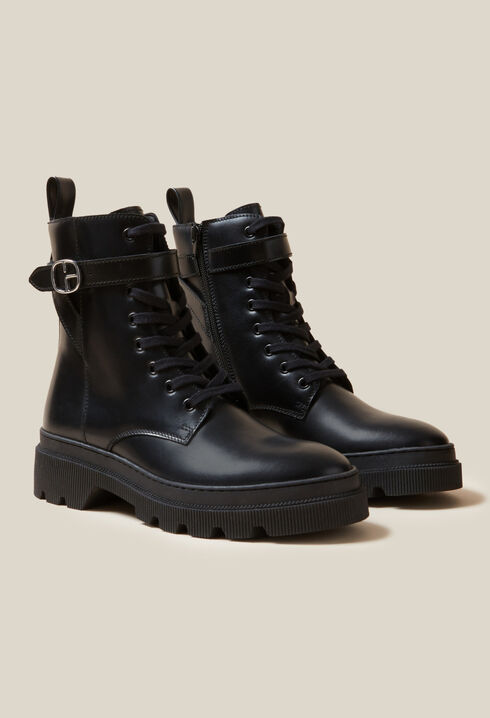 Leather combat boots