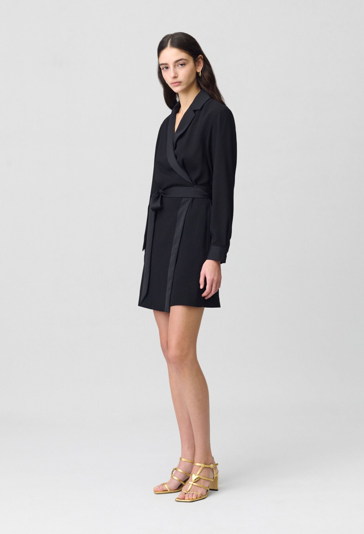 Wrap Dress with Lapel Collar