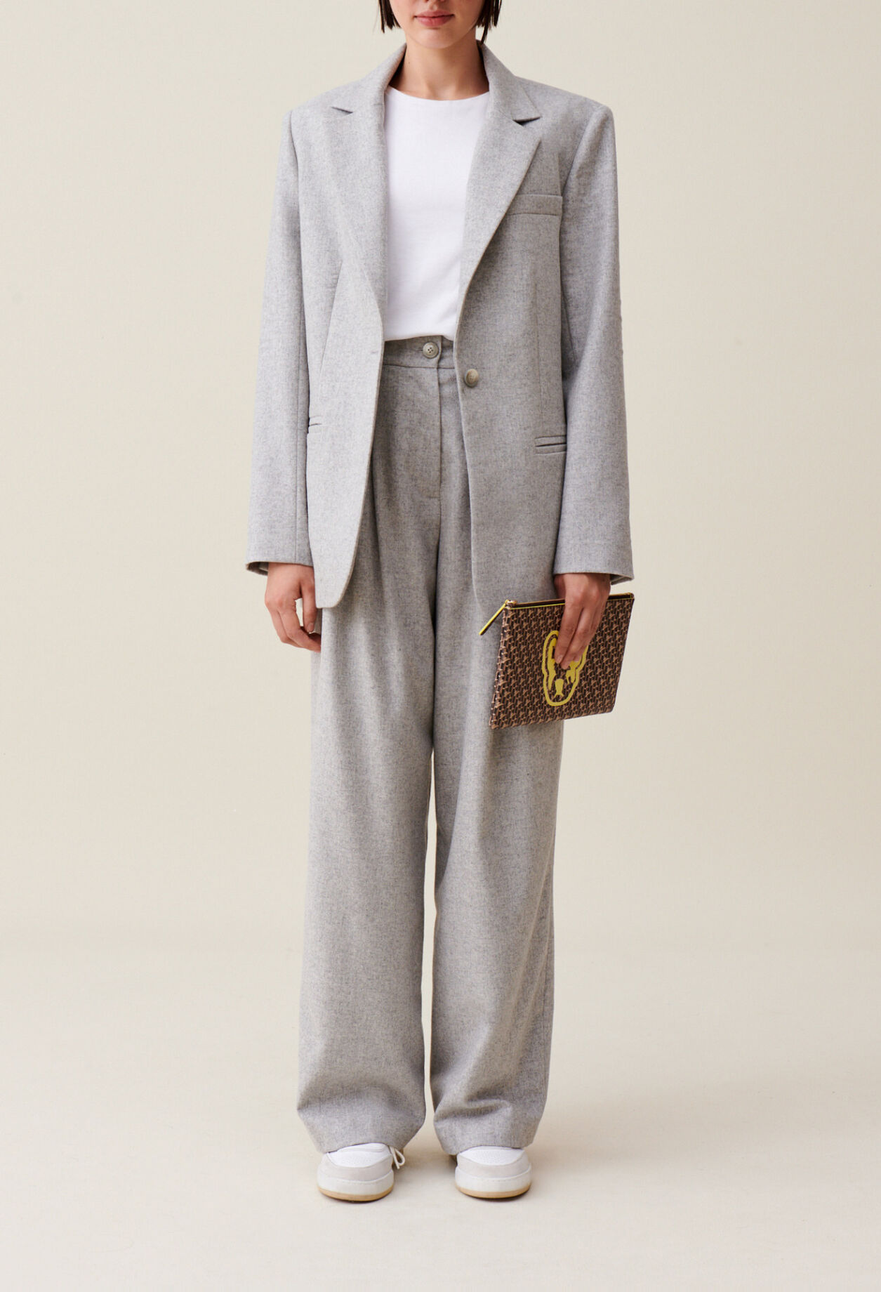 Grey wool-blend tailored jacket
