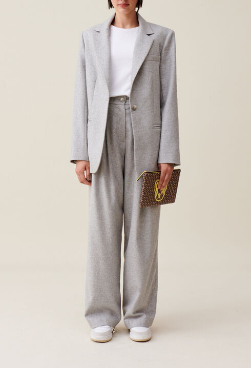 Grey wool-blend tailored jacket