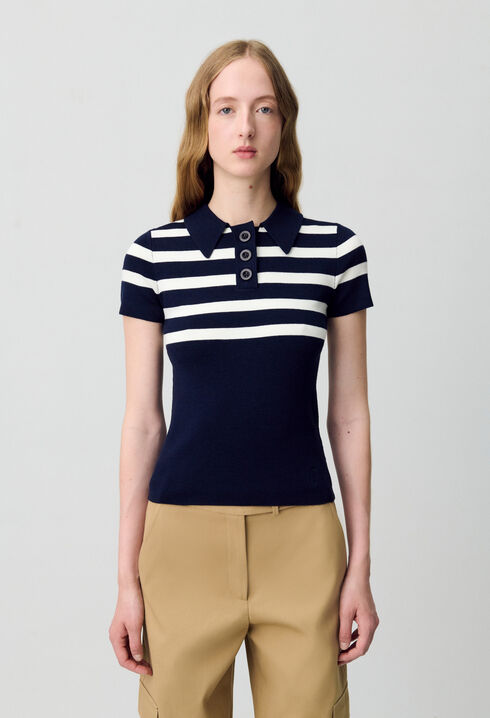 Fine Knit Polo Top