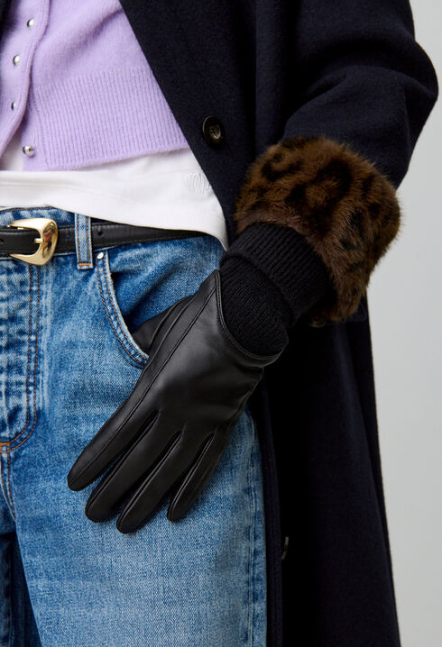 Leather and mesh gloves