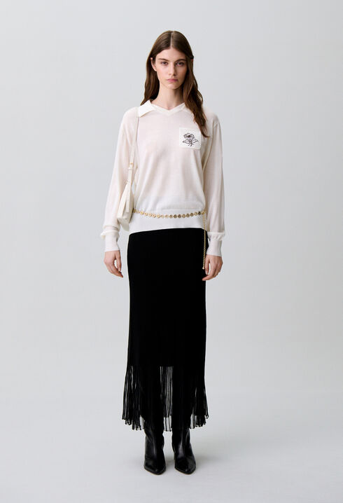 Embroidered flower knit jumper