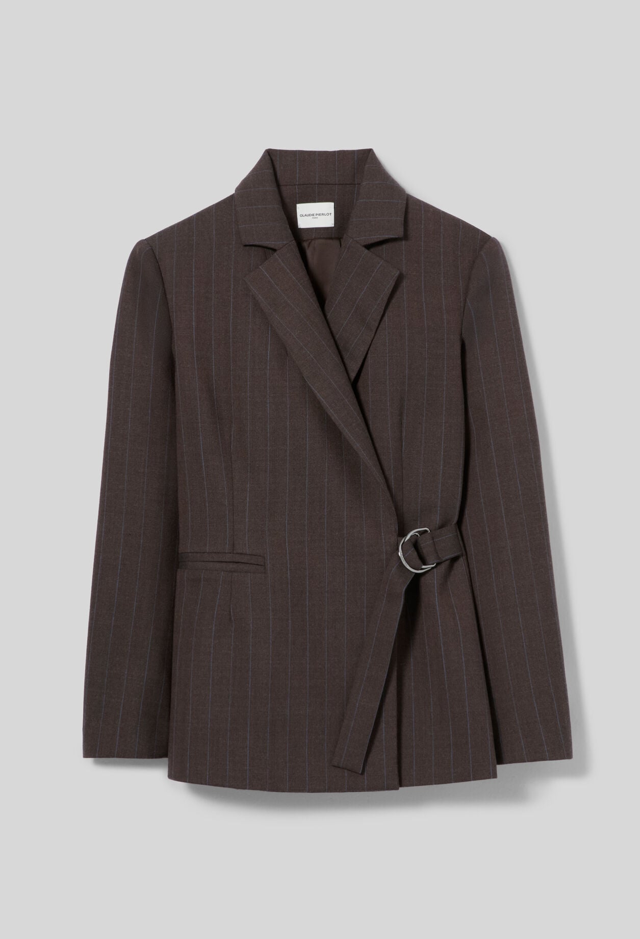 Striped double buckle suit jacket