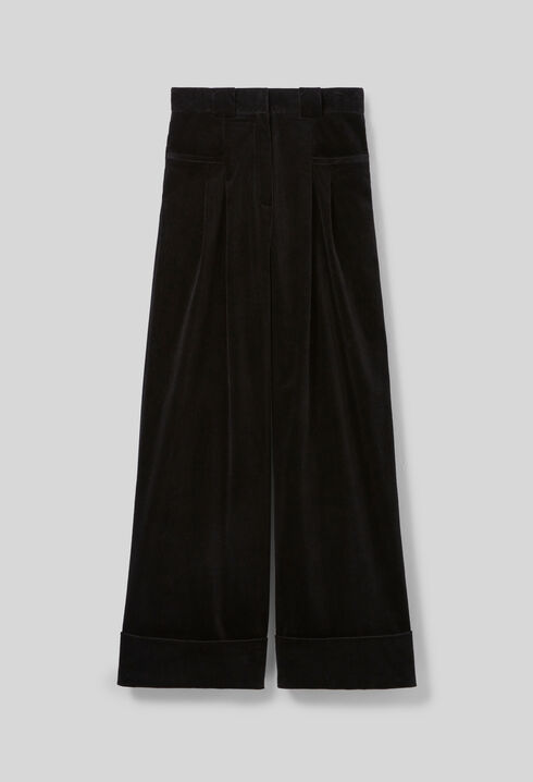 Wide-Leg Velvet Trousers