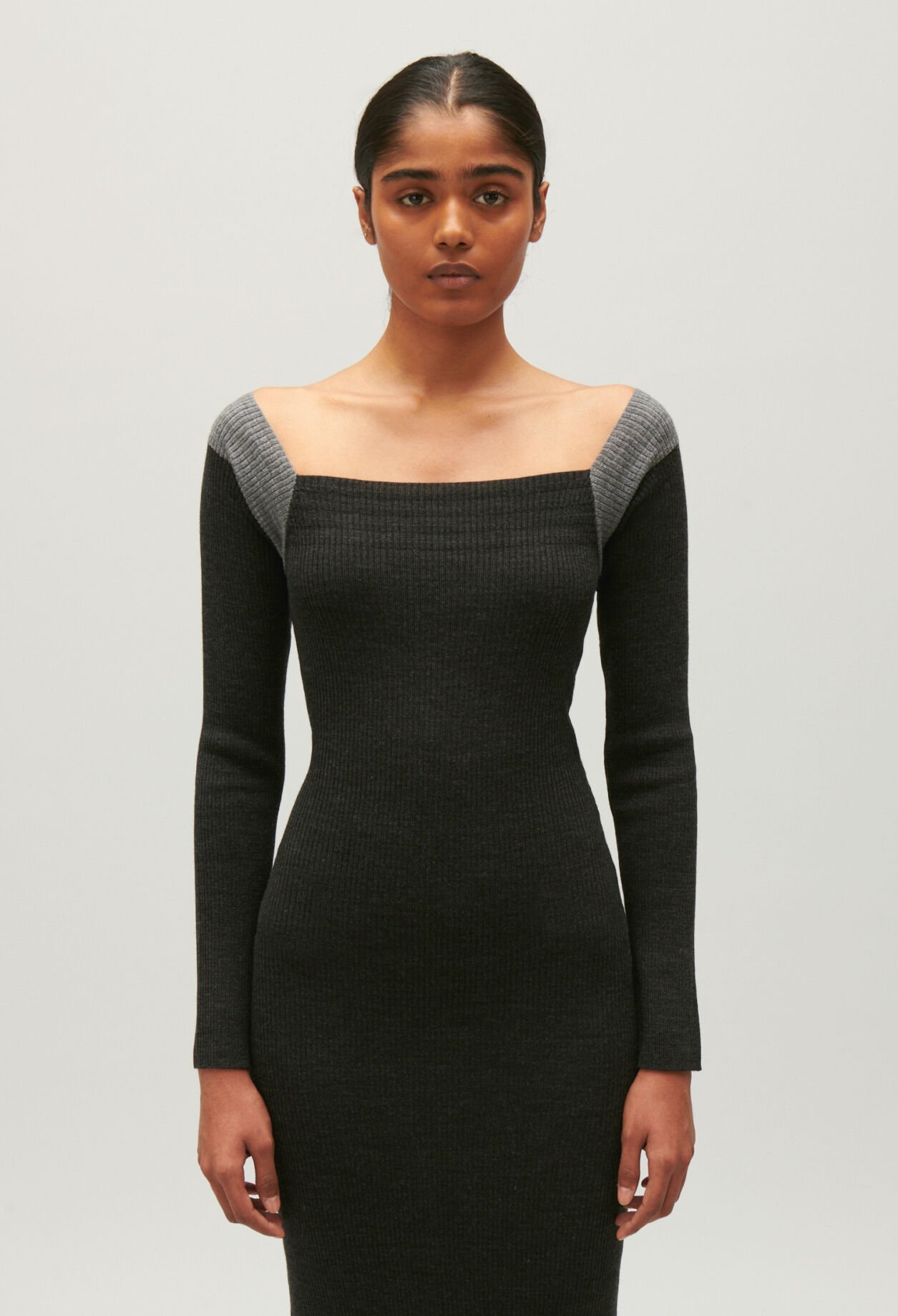 Grey marled knit maxi dress