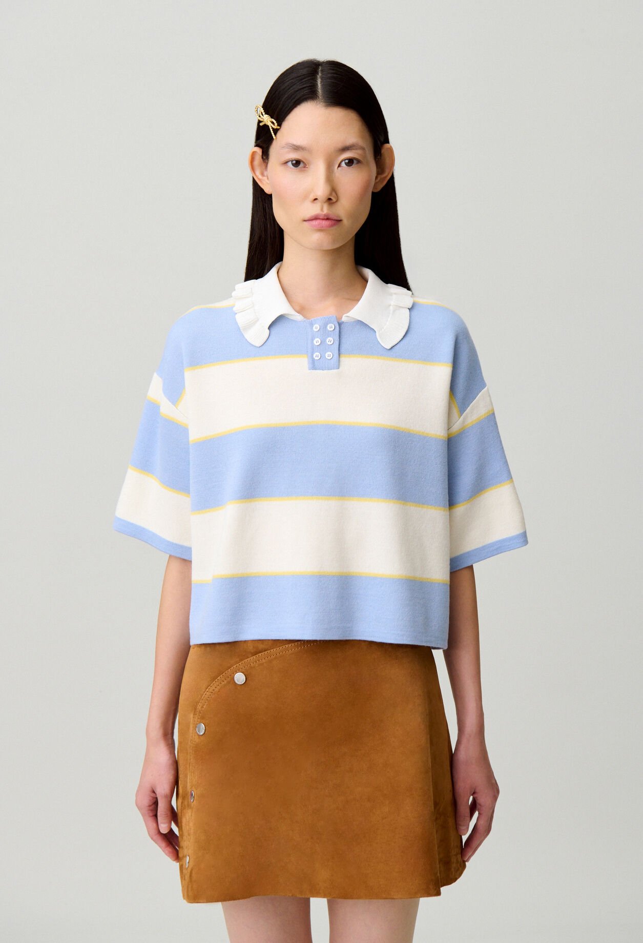 Striped knit polo