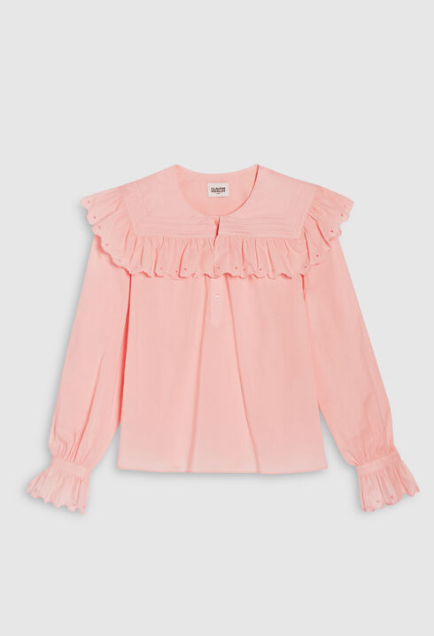 Embroidered pink cotton blouse