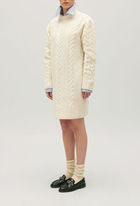 Ecru knitted jumper dress