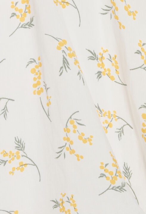 Asymmetric midi dress mimosa pattern