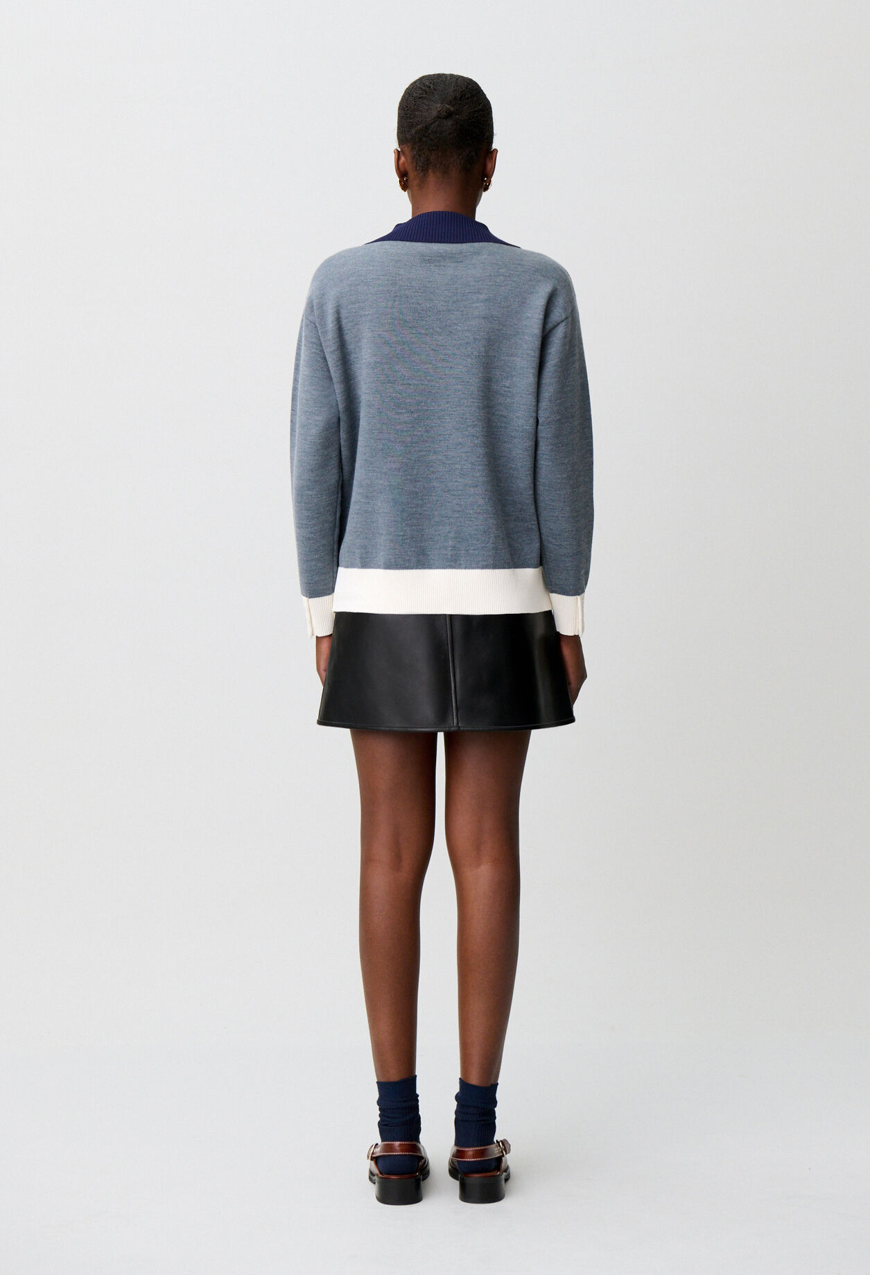 Contrast double collar knit jumper