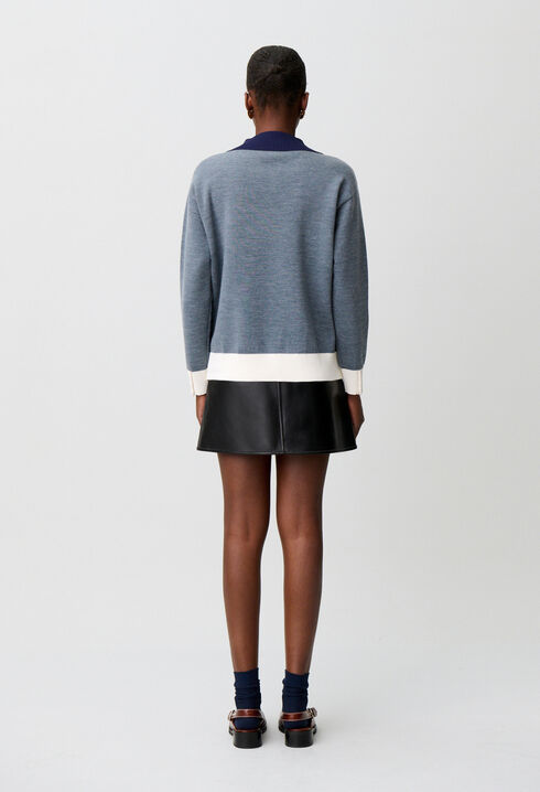 Contrast double collar knit jumper