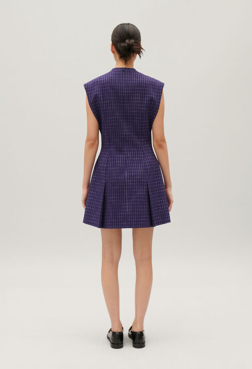 Short indigo checked dress
