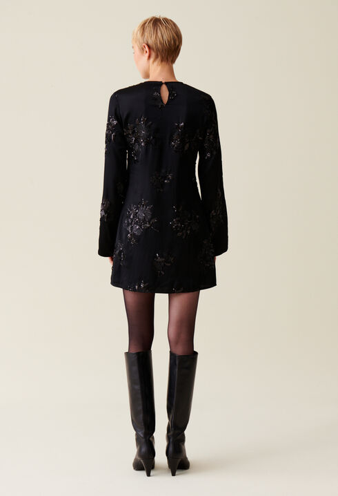 Black dress embroidered sequins
