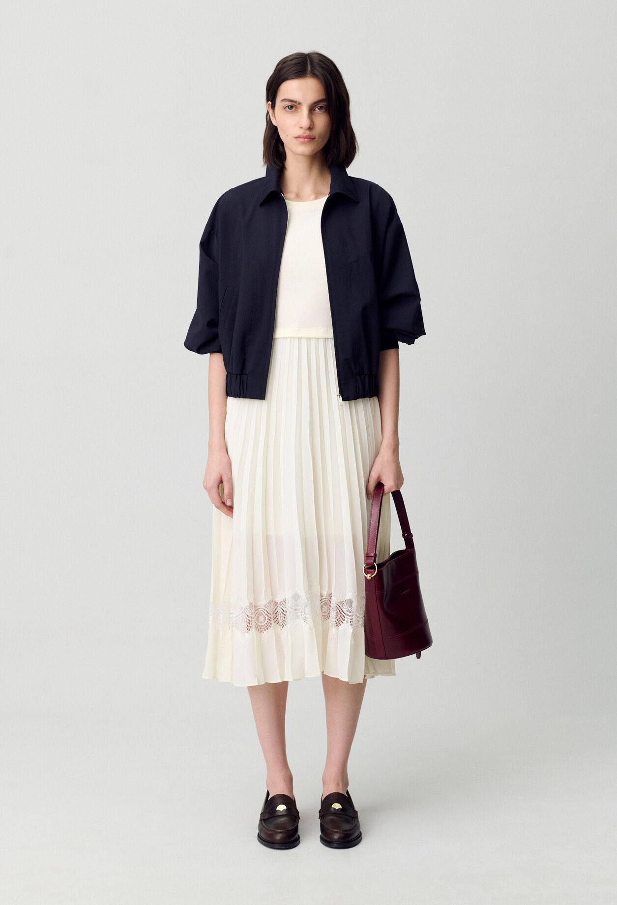 クレープ★プリーツ★ハイネックワンピース★ CLAUDIE PIERLOT ≪通常販売≫ highneck toro pleats onepiece（ハイネックトロ