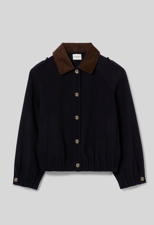 Oversized jacket with gold poppers