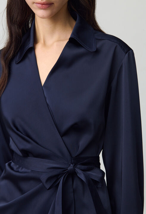 Mid-length Satin Wrap Dress