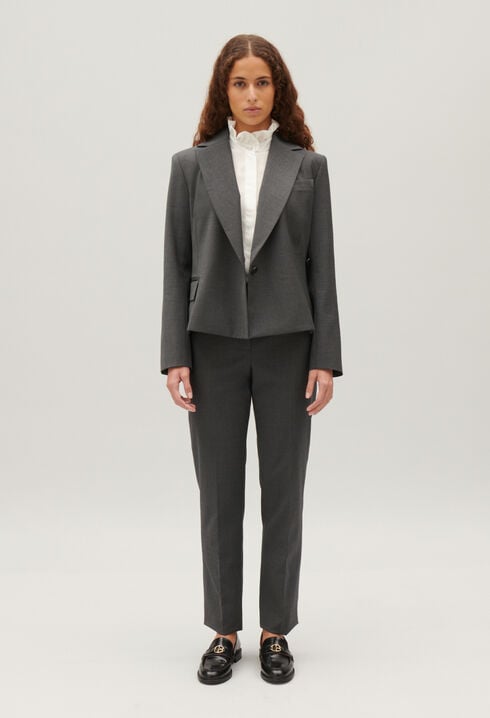 Flecked grey wrapover suit jacket
