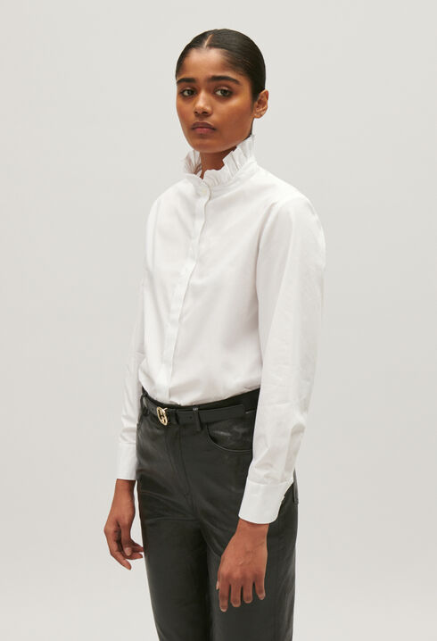 White shirt with ruffled collar