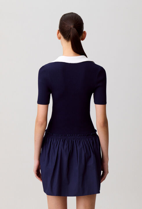 Bi-material knit dress