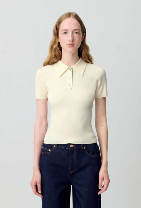 Fine Knit Polo Top