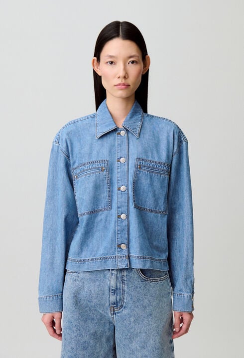 Oversized denim shirt