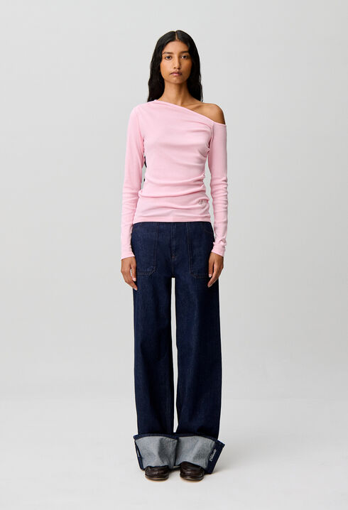 Pink Asymmetric Top in 100% Cotton