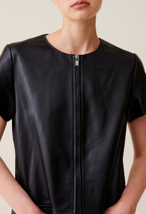 Short Zipped Leather Dress