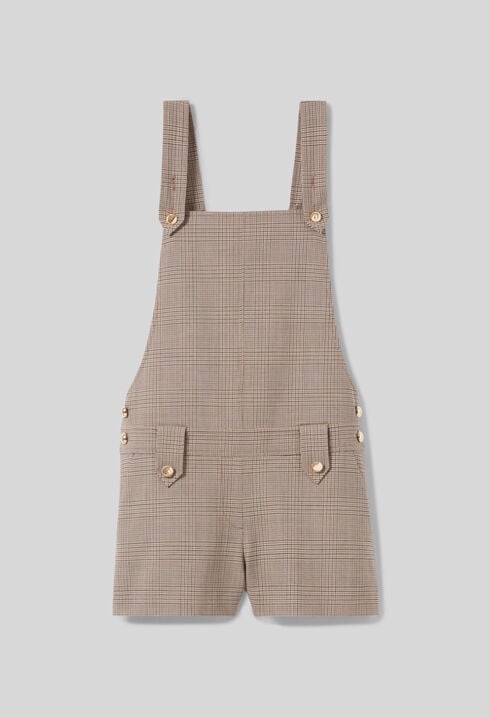 Checked dungaree playsuit