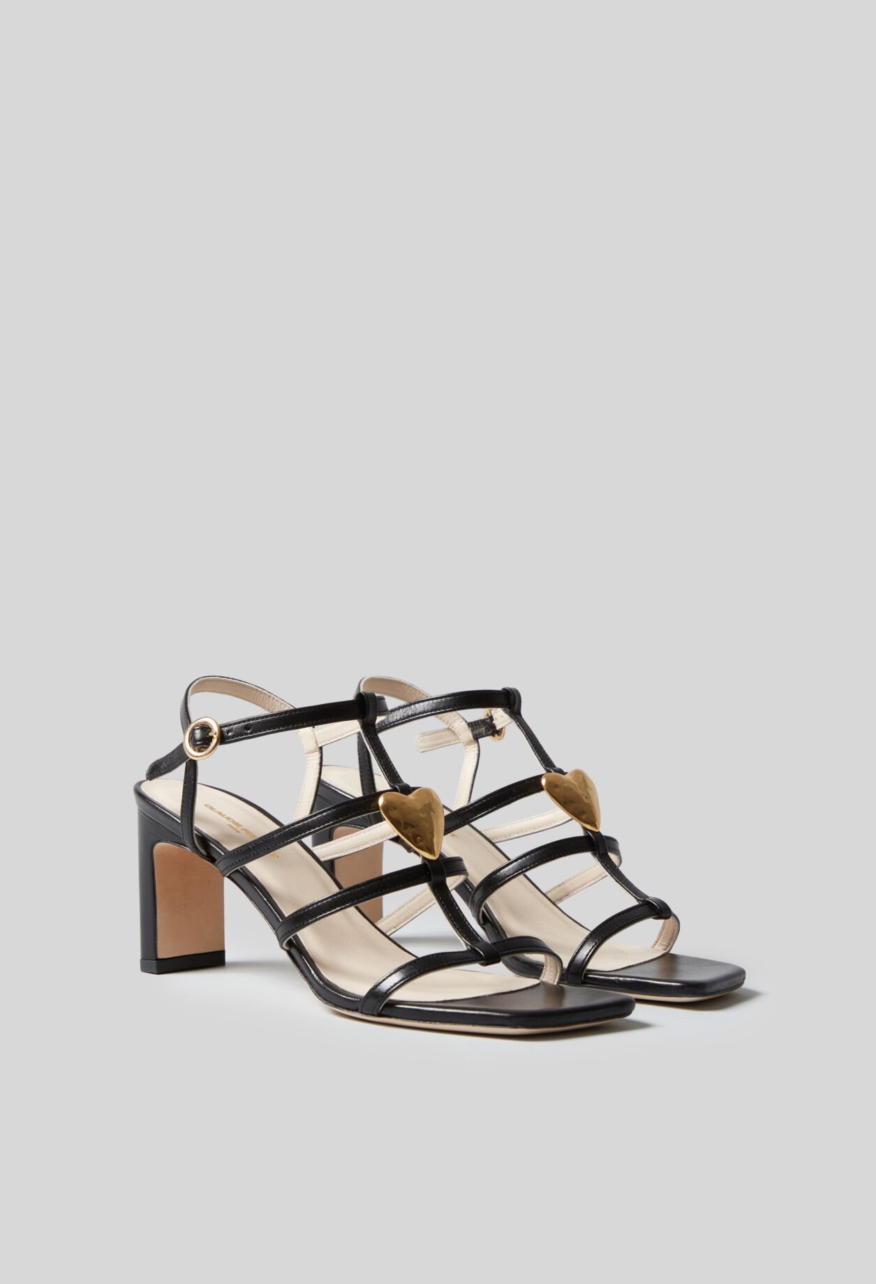 Leather heart heel sandals