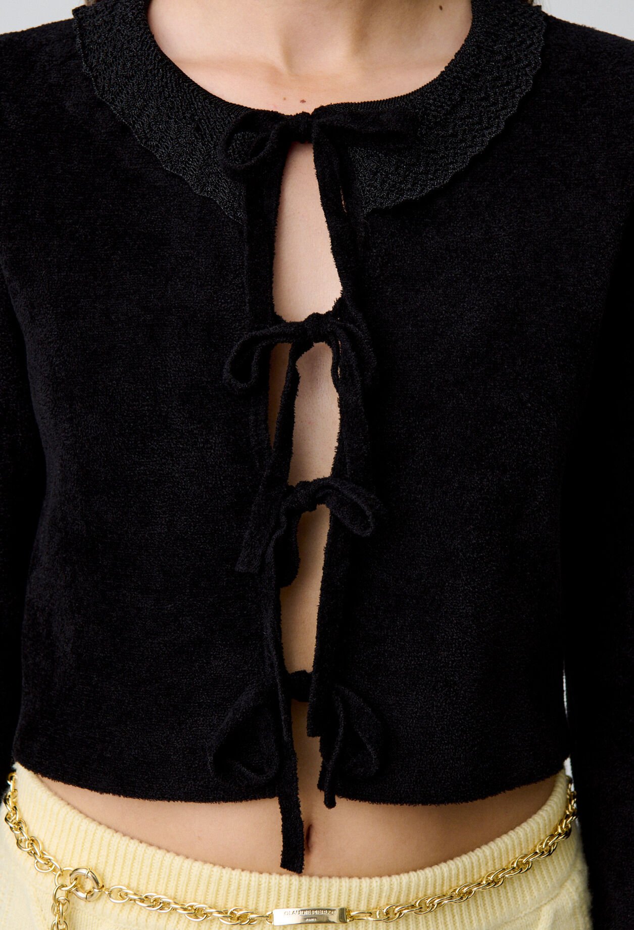 Velour knit cardigan
