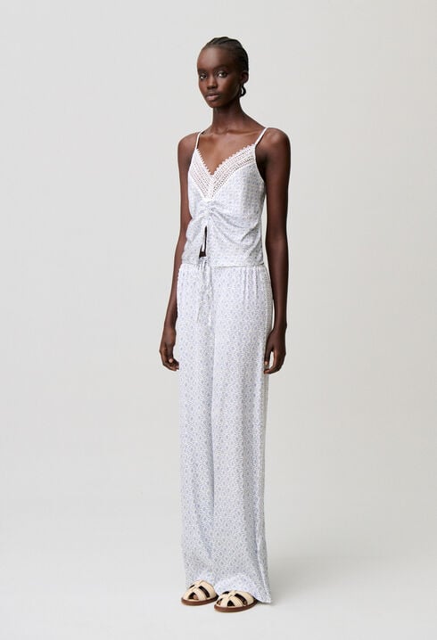 Elasticated-Waist Flowy Trousers