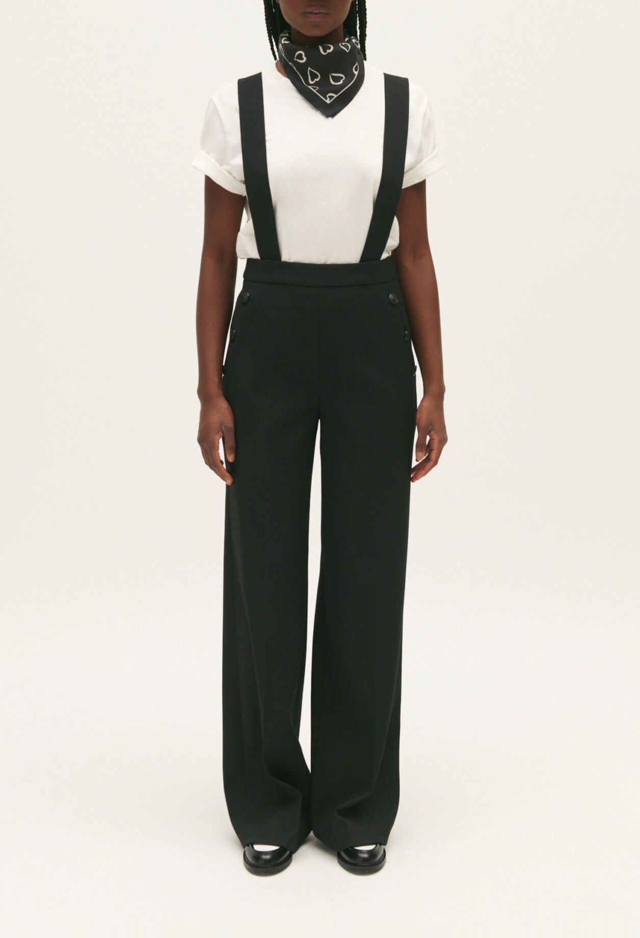 Black trousers with braces