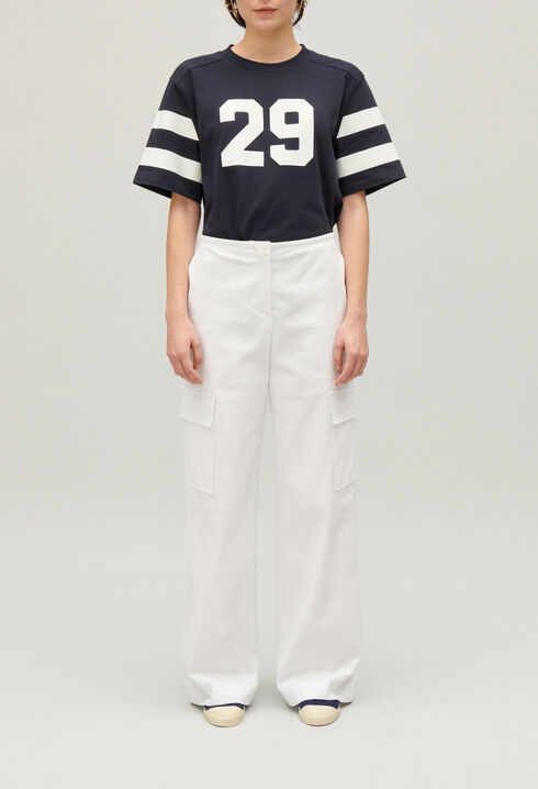 White cargo trousers