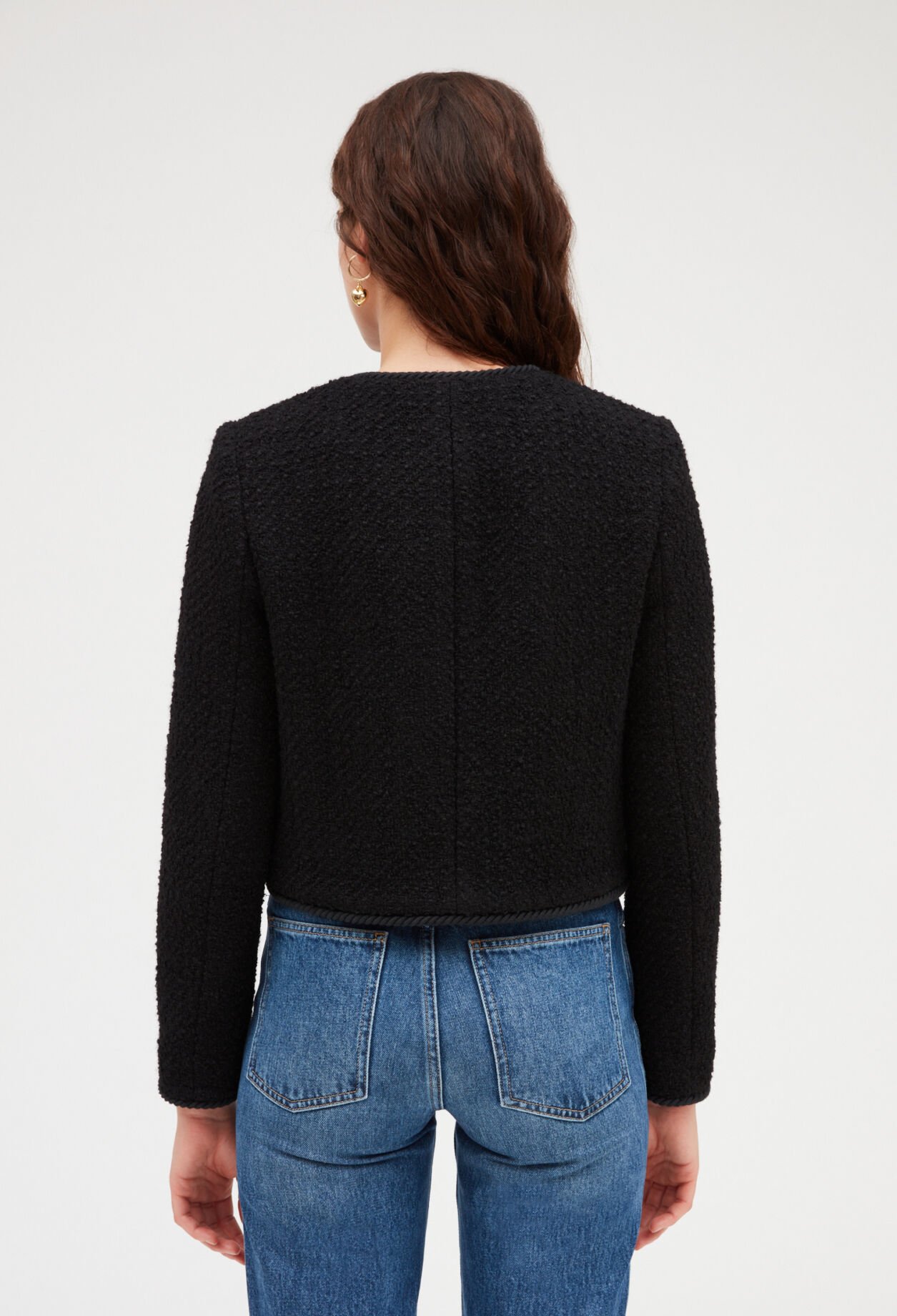 ★パリ CLAUDIE PIERLOT★ 襟 ウール ショート ジャケット 紺 Short Shirt Collar Jacket for women | Claudie Pierlot