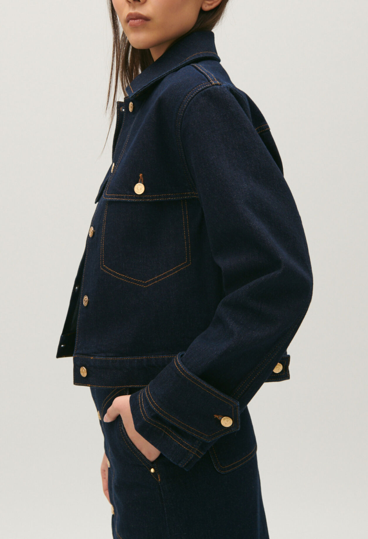 Blue raw denim jacket