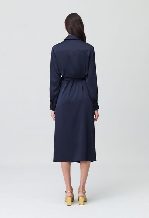 Mid-length Satin Wrap Dress