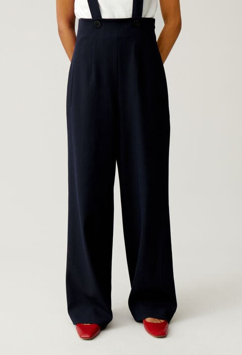 Navy trousers with braces