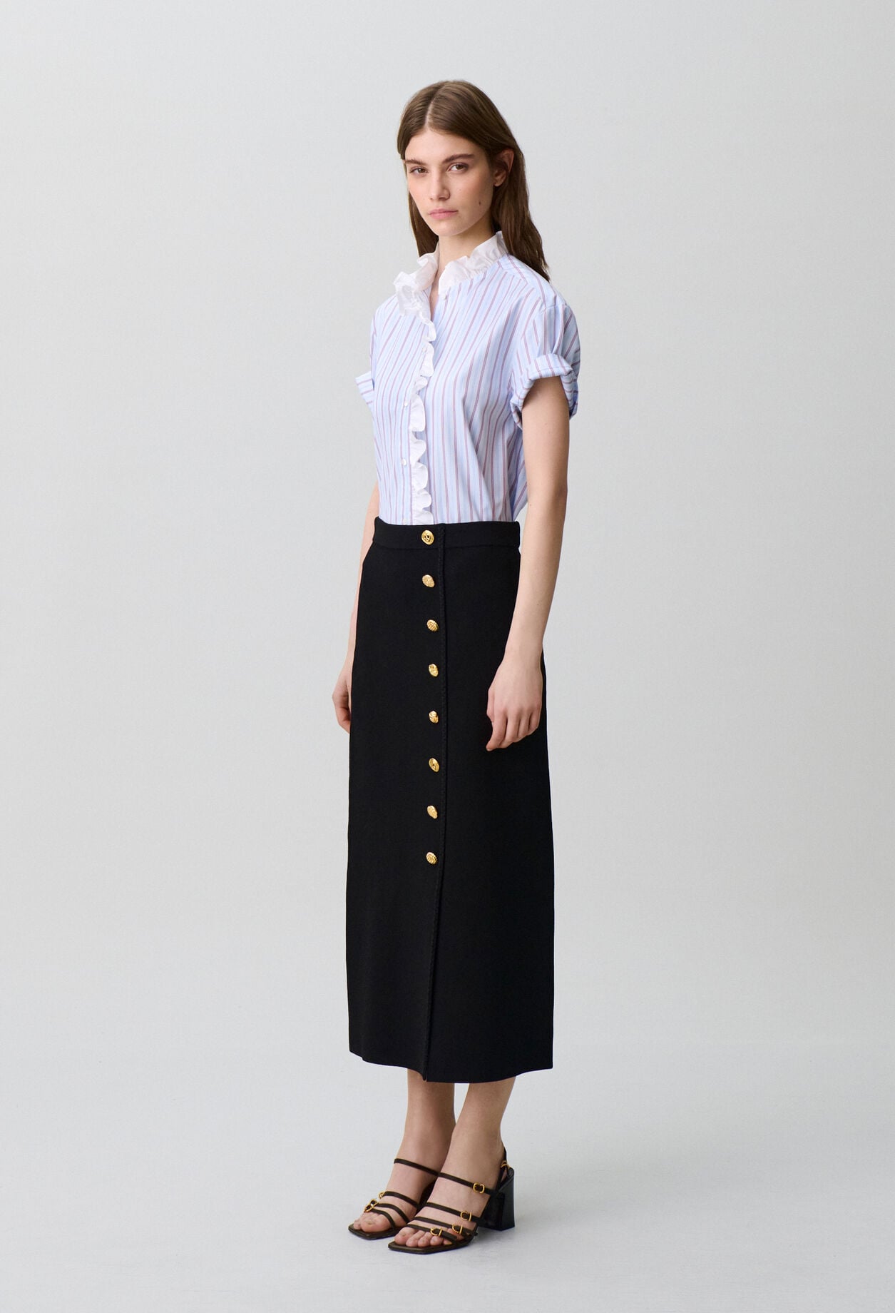 Fitted knitted midi skirt
