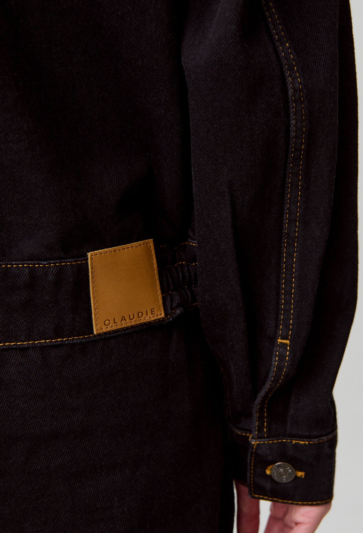 Contrast stitch black denim jacket 