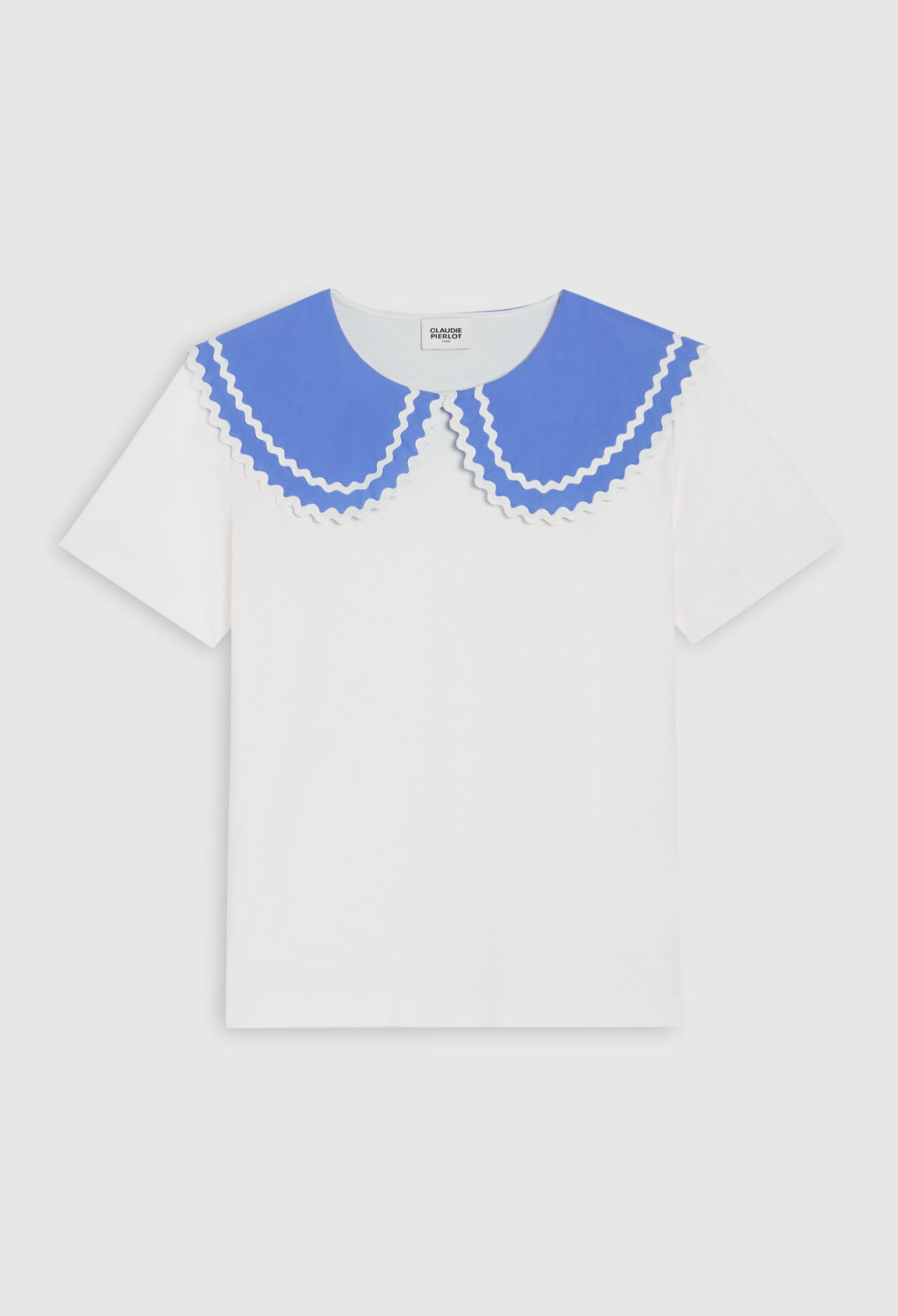 Ecru T-shirt with Peter Pan collar