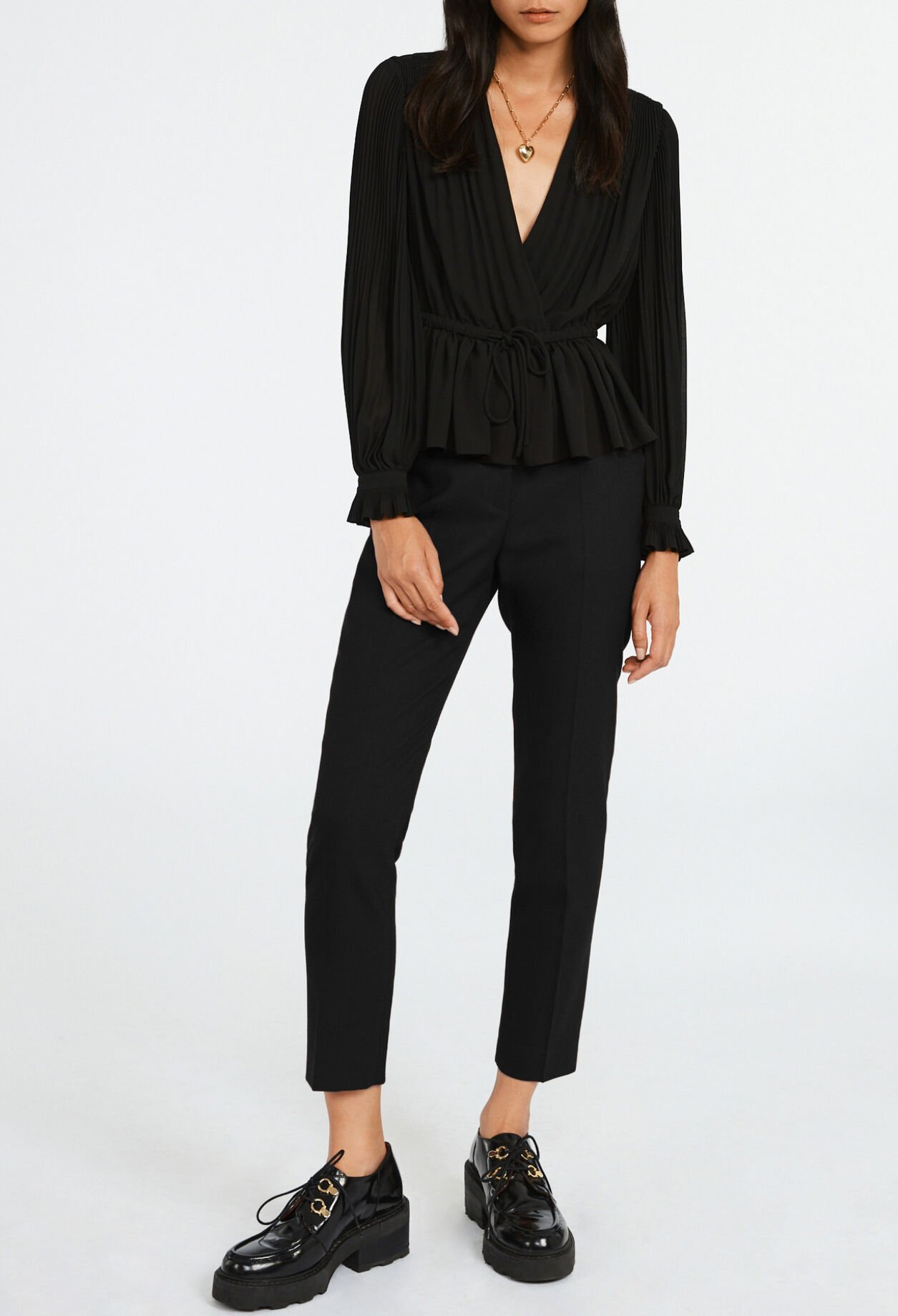 Pleated wrap top