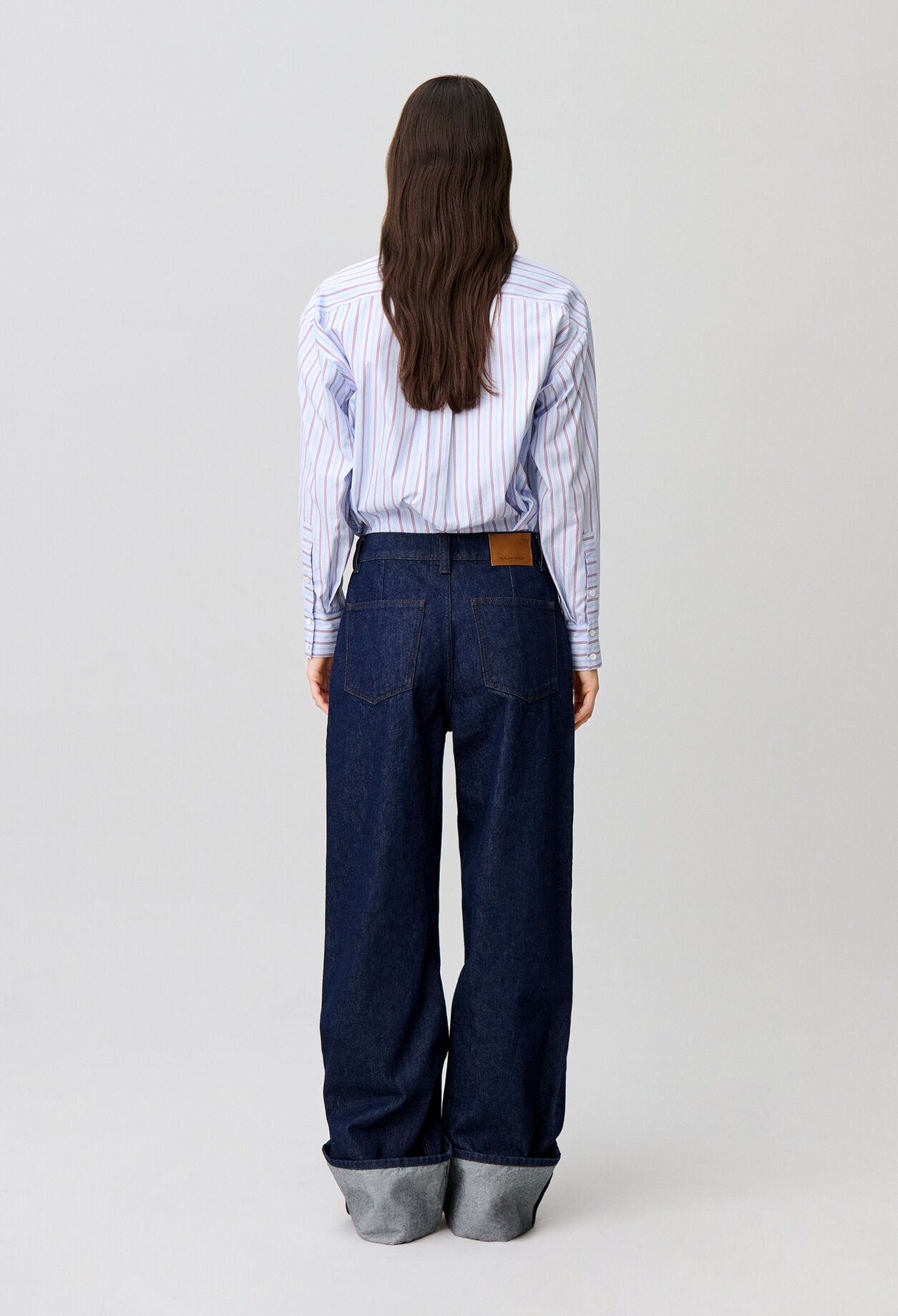 Wide-leg jeans embroidered cuffs